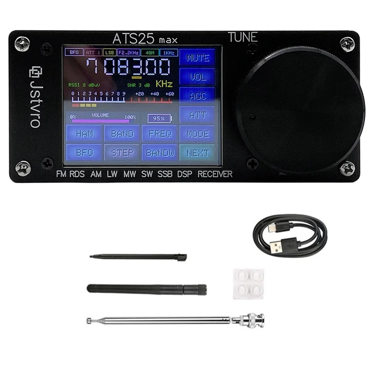 SVFE-gATS25 Max Si4732 ทั้งหมดเครื่องรับวิทยุ FM RDS AM LW MW SW SSB DSP Receiver W/2.4 นิ้ว