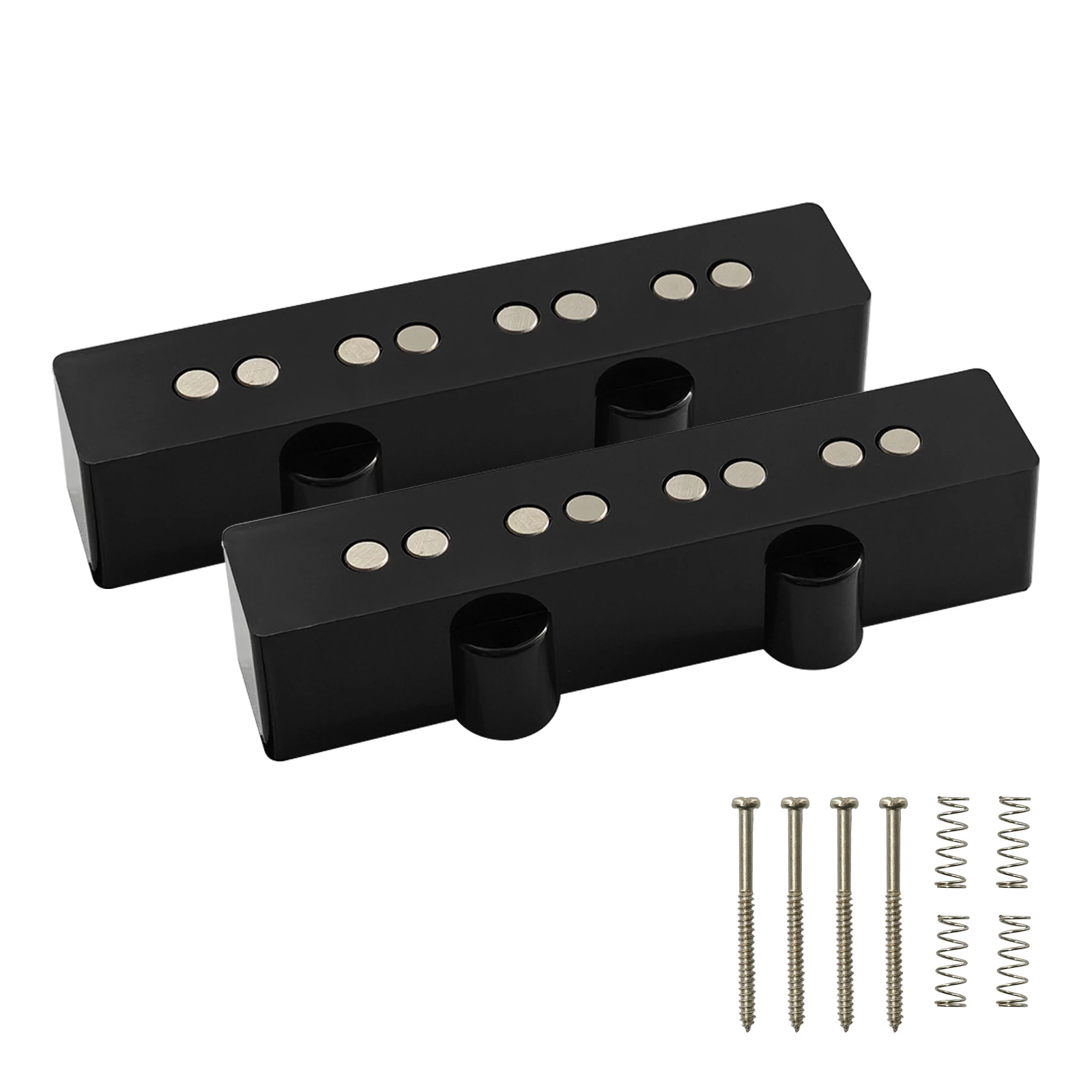 PHRILAM Alnico 5 Fiber Baseplate Vintage Tone Jazz Bass Pickups Neck Bridge Pickups Set for 4 String J-Bass Electric Bass, Black view 3