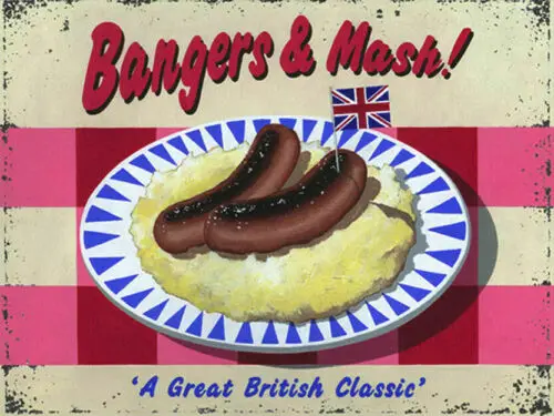 1a, Bangers Mash, металлическая вывеска в винтажном стиле, человек, пещерный сарай, домашний декор, табличка-алюминий-алюминий