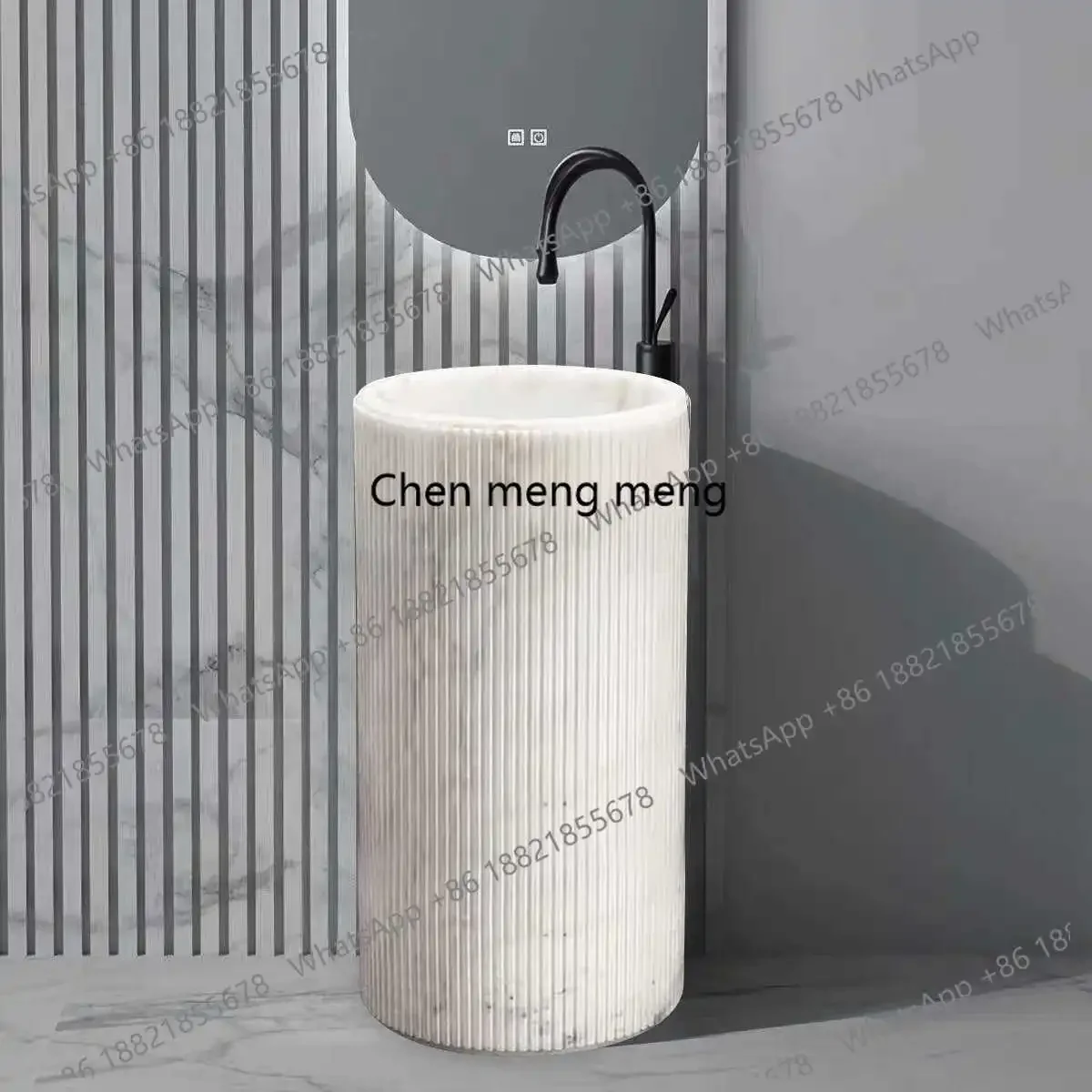 

Discunt Natural marble column basin Floor-to-ceiling cylindrical wash basin Hotel large pillar basin Washbasin Italian bathroom