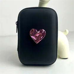 3D Electroplated Rose Golden Heart Storage Bag Earphone Bag Charger Cover Compatible For 12 14 15 16 18W-20W Charge Storage Box