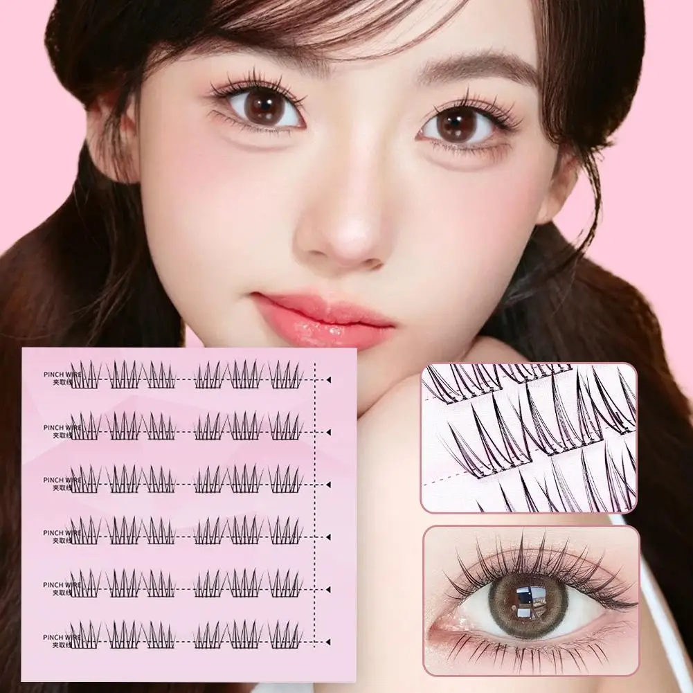 1 세트 자체 접착 접착제가없는 가짜 속눈썹 날개 달린 푹신한 자연 두꺼운 만화 눈 재사용 가능한 확대 눈 속눈썹 적용하기 쉬운