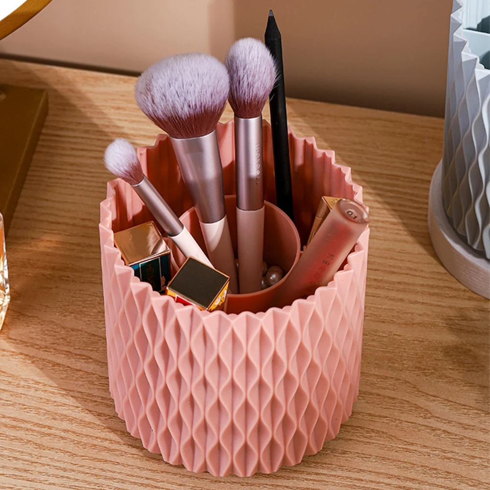 

2pcs Toothbrush Holders Bathrooms Rotatable Makeup Brush Holder Desktop Storage Organizer Pen Pencil Holder 5-Compartment