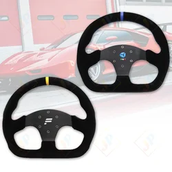 JDM 13inch D Shape Flat Suede Leather Gaming Steering Wheel Universal Racing Sports Sim Car Gaming Steering Wheel