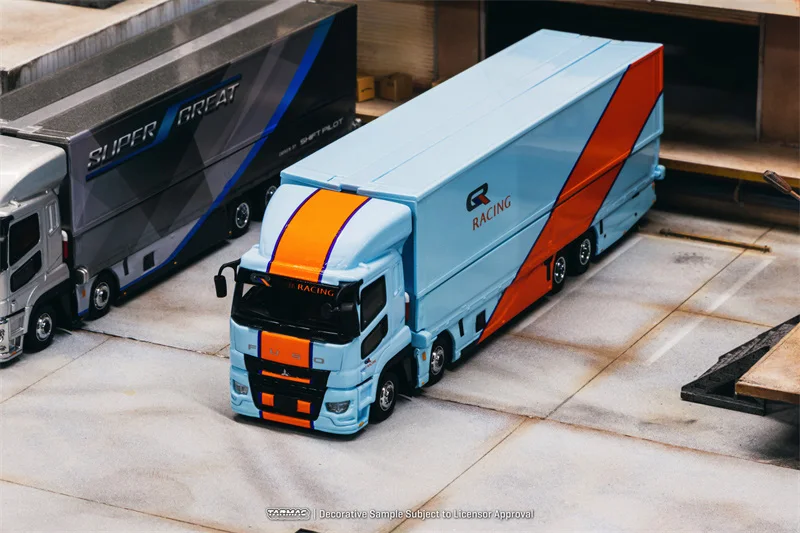 

Tarmac Works 1:64 Fuso Super Great Blue Racing Truck Diecast Model Car