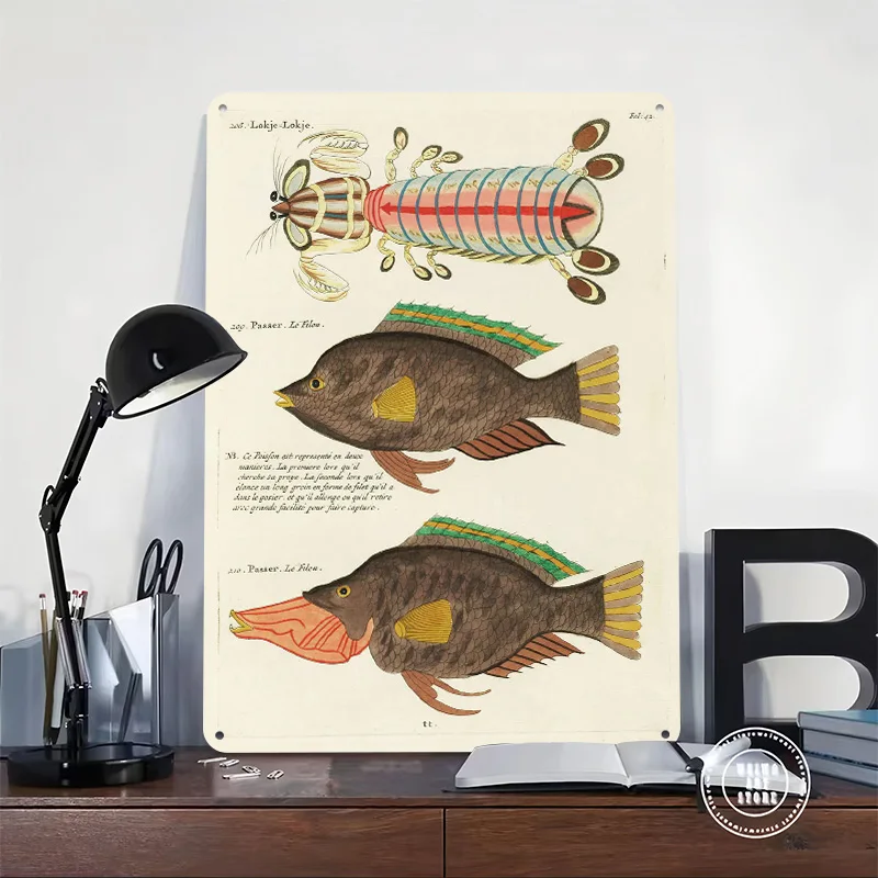 Colorful Fishes Personalized 3D Textured Metal Poster Wall Art Tinplate Sign for Luxury Decoration Home Decorations Decor Room