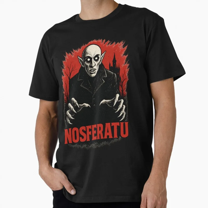 

Nosferatu 1922 Gothic Horror movie Vampire Scary Halloween Gift T shirt Large size Tops 100% cotton printed Clothes