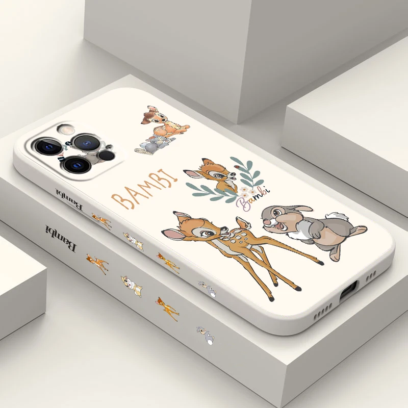 

Disney Bambi Cartoon For iPhone 15 14 13 12 11 Pro Max 8 7 Plus XR XS X Liquid Left Rope Phone Case