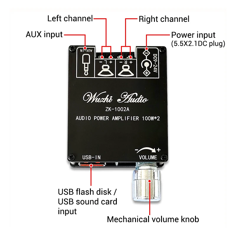 100W + 100W Bluetooth cyfrowy moc płyta wzmacniacza Audio 2.0 Ch Stereo domu muzyki teatralnej moduł bezprzewodowy wzmacniacz Audio AUX USB