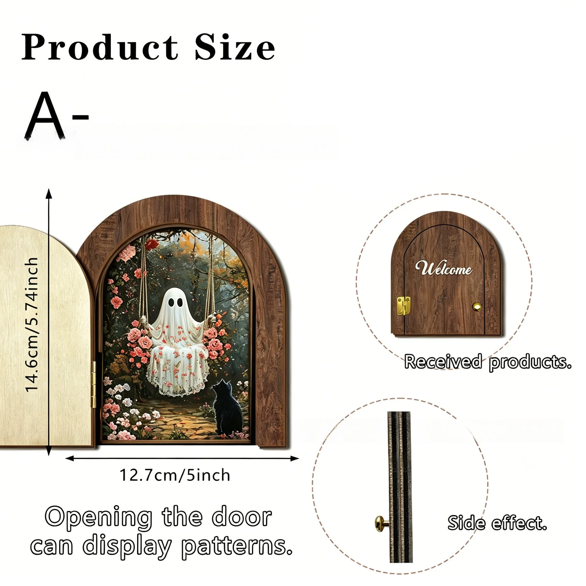 Personalized Custom Photo Wooden Blind Box Ornament Simulated Casement Mini Elf Door Halloween Theme Indoor Home Decor Gift view 6