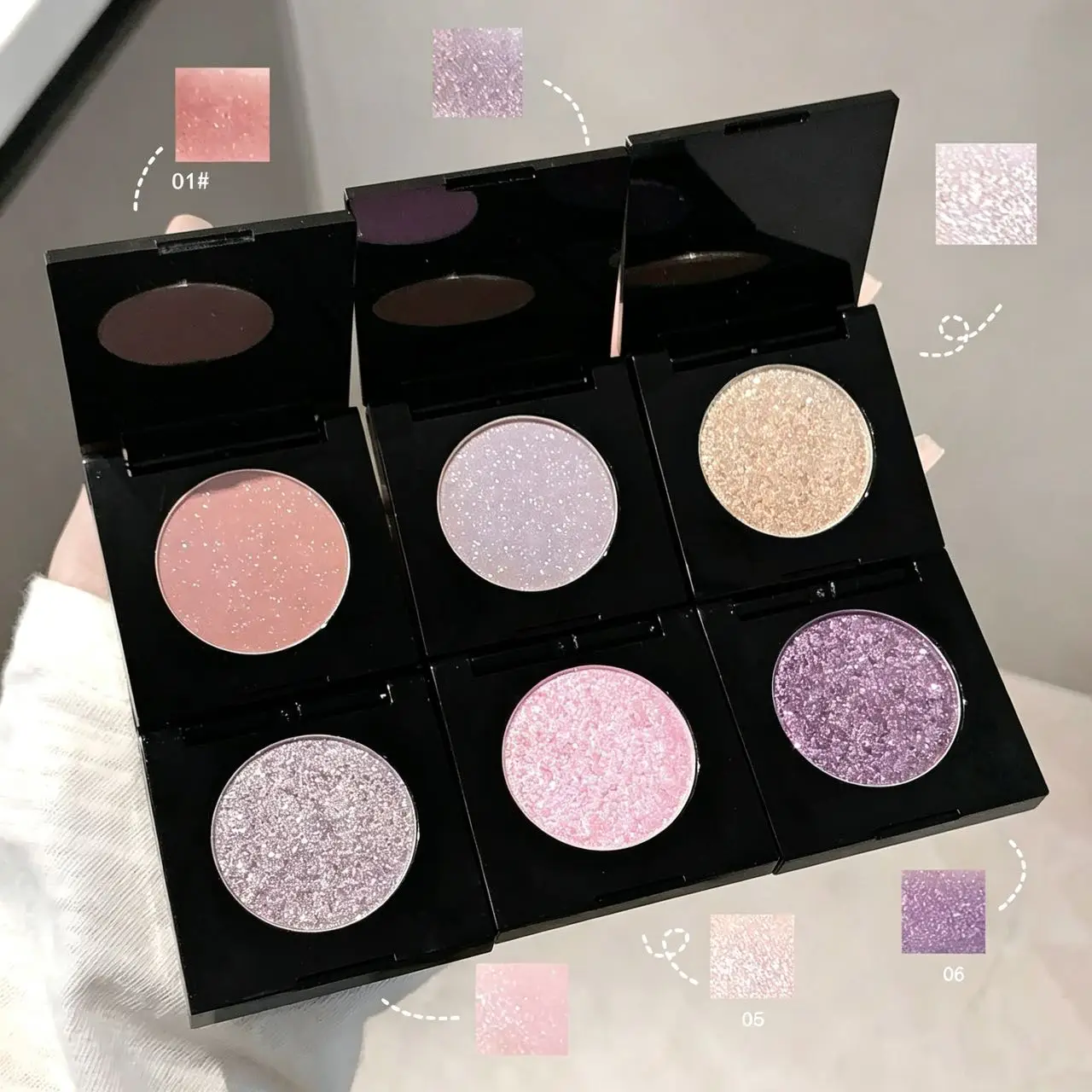 Black Square Single Eyeshadow Pan Matte Shimmer Glitter Pigmented Blendable Portable Eye Makeup Multiple Shades view 6