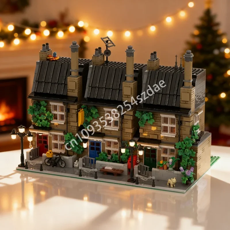 

3717 шт. MOC террасные дома, модульная модель, строительные игрушечные блоки, рождественский подарок, архитектура, сборка, креативная идея, день рождения