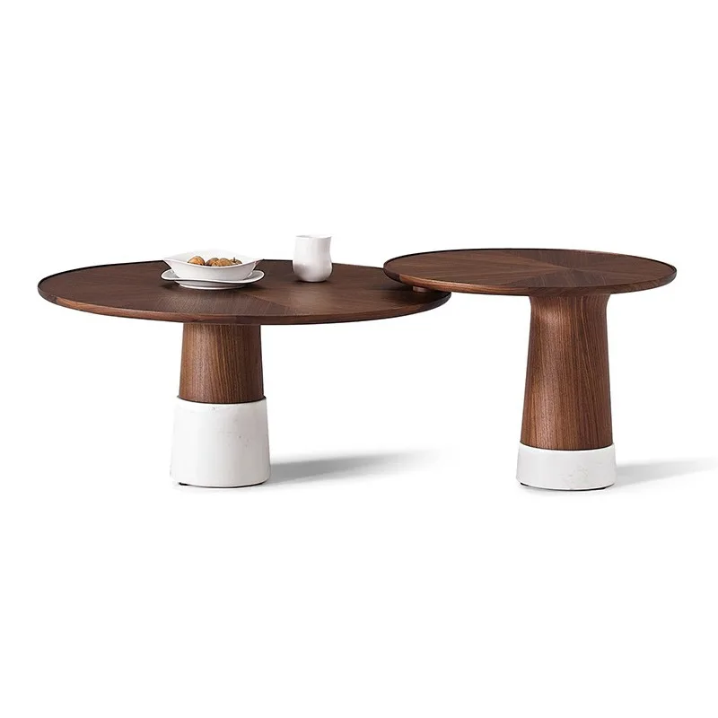 

Nordic retro wabi-sabi wind tea table North American black walnut solid wood coffee table corner combination