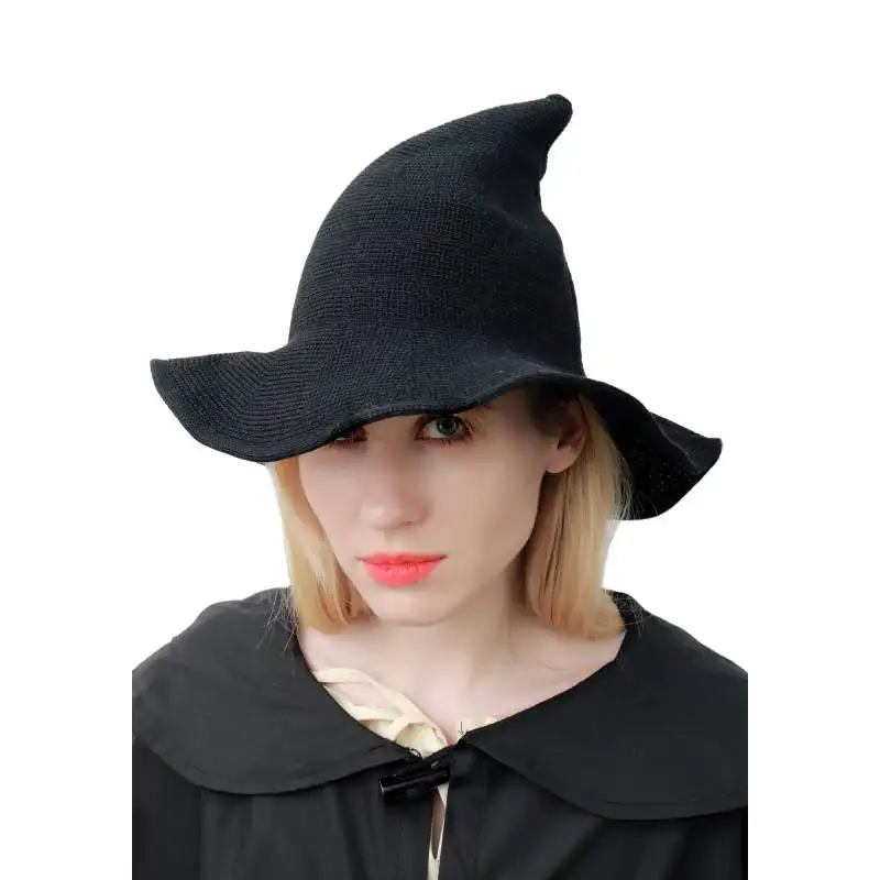 DAZCOS Halloween Multicolor Witch Hat Wide Brim Foldable Pointed Cap Fashion Solid Hat Diversified Along the Hat Girlfriend Gift