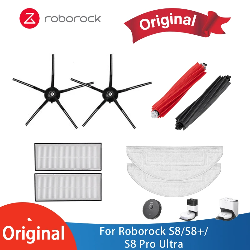 Original Roborock S8 Pro Ultra Accessories Side Brush Filter Mop Choth Dust Bags For Roborock S8/S8+ Vacuum Cleaner Spare Parts