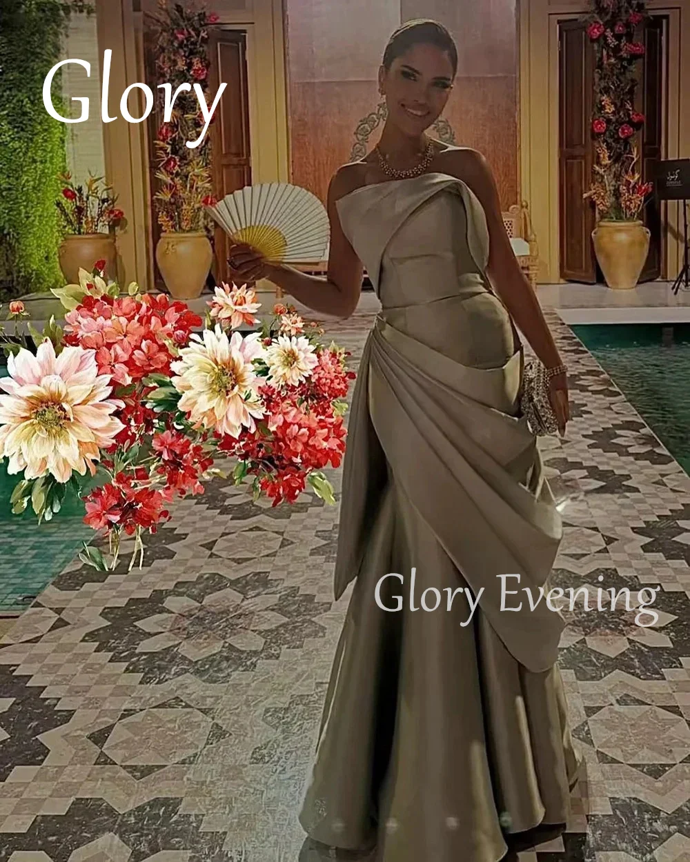 

Floor-Length Gorgeous Prom Dresses Customized Formal Evening Dress 2025 Elegant Strapless Satin Sleeveless vestidos de noiva