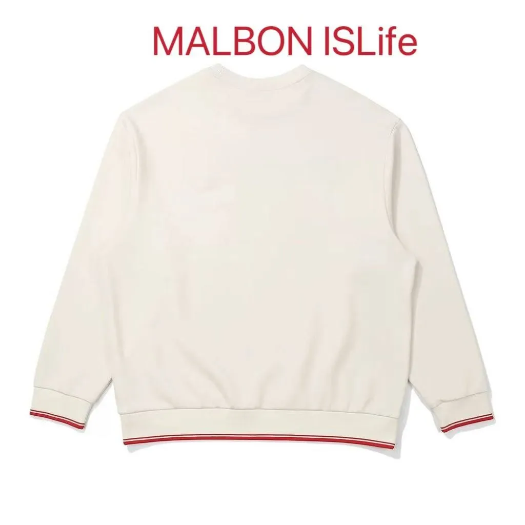 24 Autumn South Korea Malbon Golf Suit Men's Color Matching Logo Round Neck Sports Long Sleeve Sweater Warm Loose