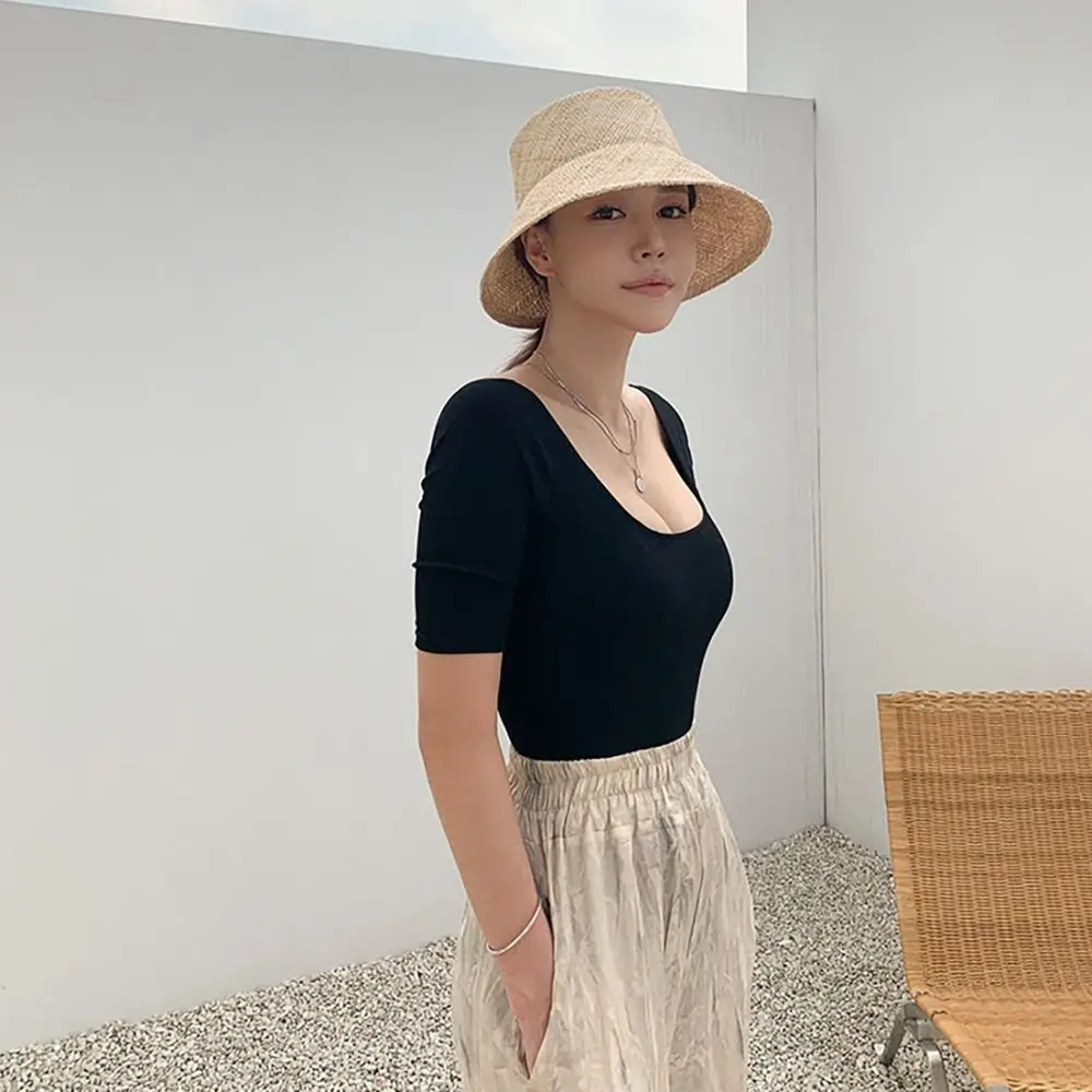 Solid Color Hollow Out Swimsuit Slim Design Mesh Cut Backless Swimsuit High Waist Short Sleeve Swimwear Hot Spring