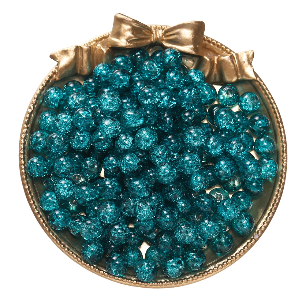 50/100 Stück 8 mm Glas-Crackle-Perlen, lose Distanzperlen für Schmuckherstellung, DIY, handgefertigte Ohrringe, Armbänder, Halsketten, Zubehör