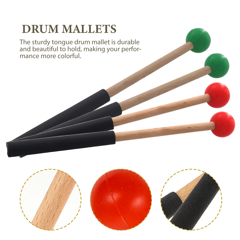 

2 Pairs Marimba Mallet Musical Instrument Kids Instruments Chimes Universal Drum Mallets Wood Sticks Tongue Child