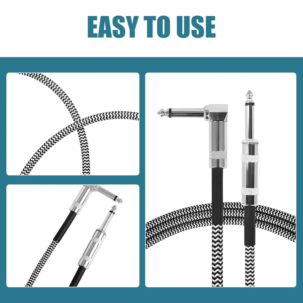 

Durable Guitar Connecting Cable Long 6.35mm Noise Reduction Guitar Effect Cable Adapter for Musical Instrument Accessories