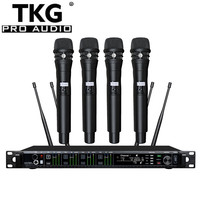 TKG AD4Q 512-937mhz uhf karaoke performance stage sound audio headset lavalier cordless 4 channel wireless microphone system