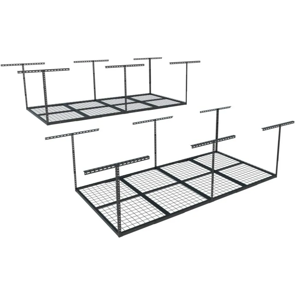 4x8 Overhead Garage Storage Rack, Garage Storage Organization System, Heavy Duty Metal Garage Ceiling Storage Racks,2 pack,Black