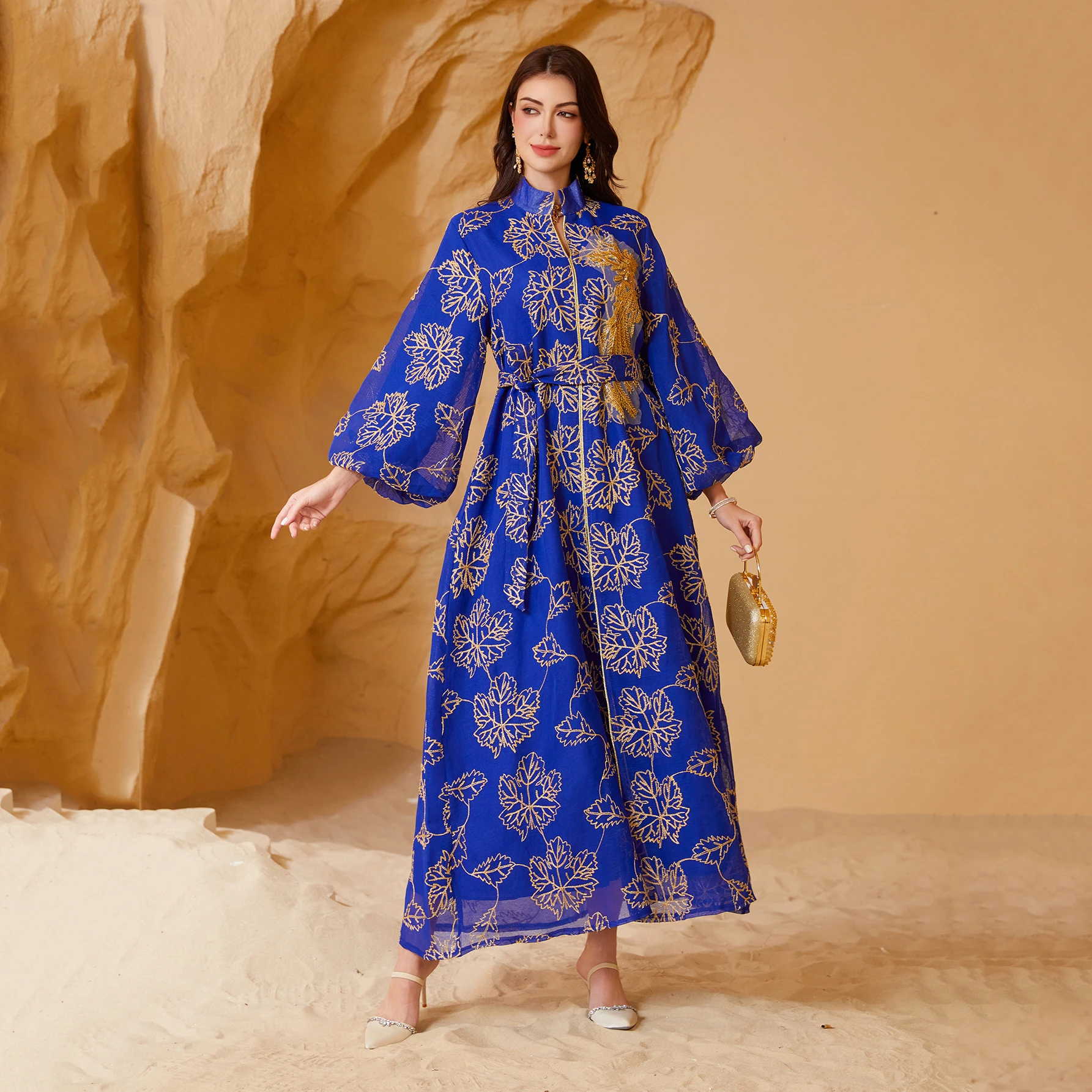 

Leaf-embroidered Tassels, Middle Eastern Muslim Clothing, Long Dress, Fashionable And Elegant, Smock Dress, Long Robe