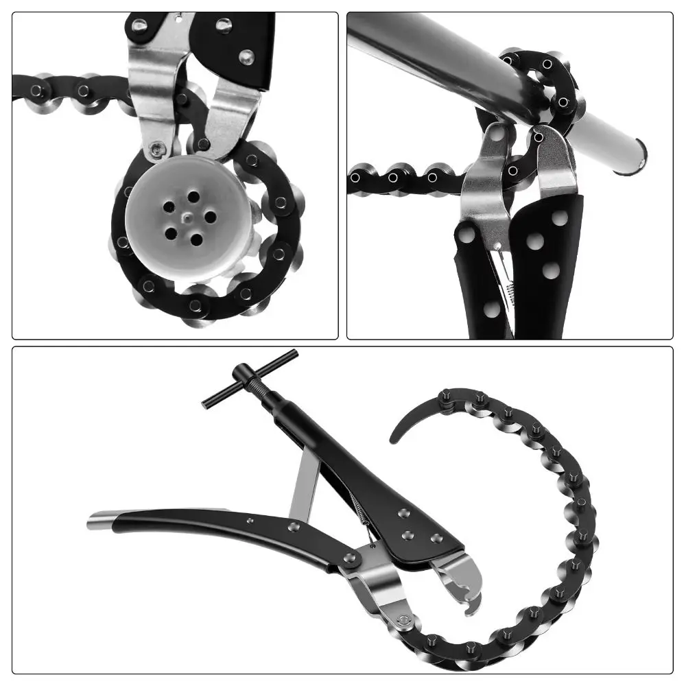 Rolling Exhaust Pipe Cutter Steel Chain Lock-Grip Tailpipe Cutter Locking Grip Heavy Duty Chain Pipe Cutter Three-Way Catalytic