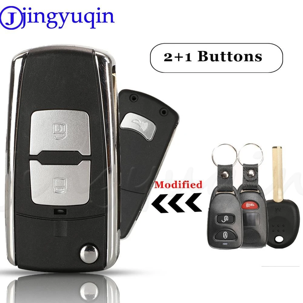 jingyuqin 10pcs 2+1 Buttons Remote Car Key Shell Cover Case For Hyundai Accent Santa Fe I30 Veloster For Kia Picanto Replacement