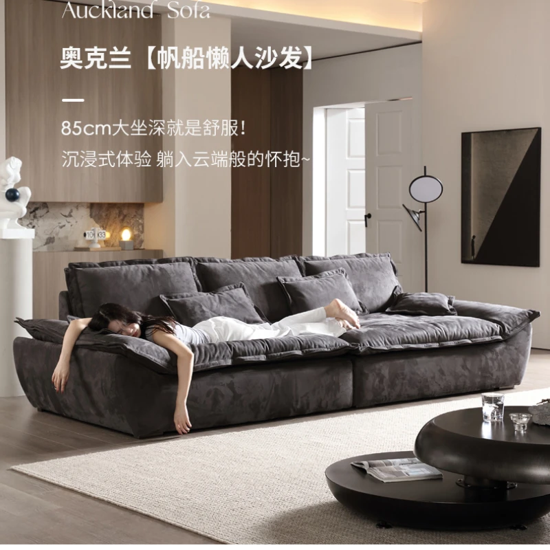 Sofa Large Sitting Deep Living Room Four-Seat down Latex Emery Fabric Lazy Sofa Can Lie and Sleep