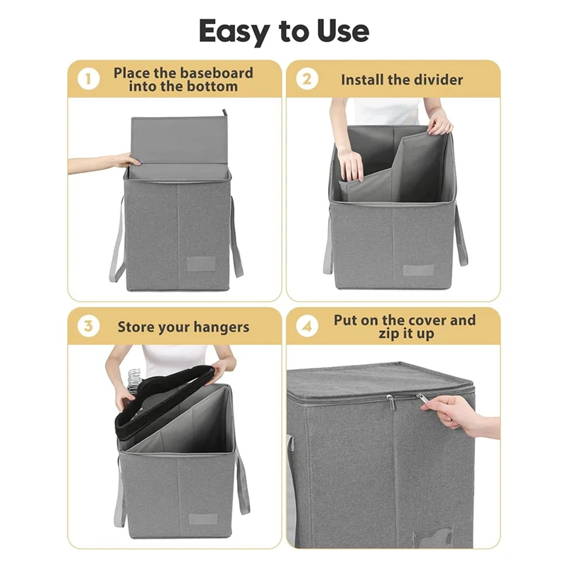 

A02M-Clothes Hanger Organizer Bag-Hanger Storage Containers With Lid For Dustproof, Hanger Holder, Hanger Caddys Organizer