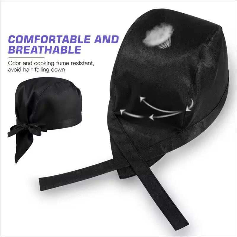 Zwarte koksmuts 9/6/3/1 stuks Tie Back verstelbare koksmuts Bandana Skull Cap ademende koksmuts voor keuken koken Andere werk