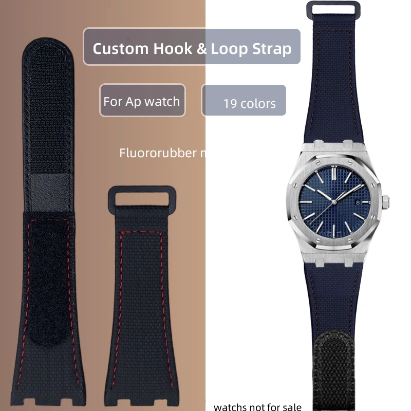 26mm 28mm FKM strap For AP 15500 15400/15202/15703/26470/26401 ‌Custom Hook Loop Strap  Black/Blue/White More Colors watchband