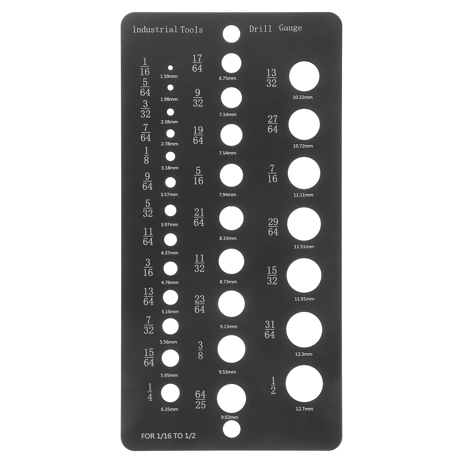 

Multifunctional Aluminum Alloy Drill Bit Gauge 1/16 To 1/2 Inch 29-Hole Precision Measuring Tool Bolt Screw Nut Sizes Drill Hole