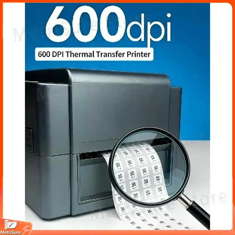 Industrial Grade 600dpi Thermal Transfer Label Printer Barcode Printer Color Ribbon Printer for Shipping Labels Inventory