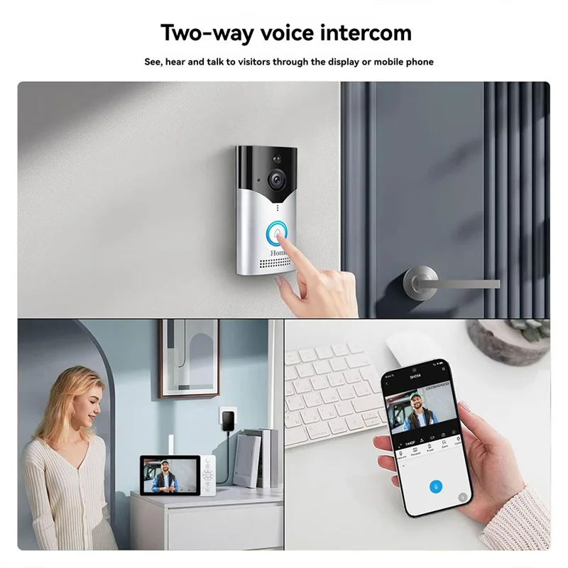 

A39Q-4MP 1440P SH054 5-дюймовый беспроводной Wi-Fi видеодверной звонок с широкоугольной камерой 120 градусов, визуальный дверной просмотрщик
