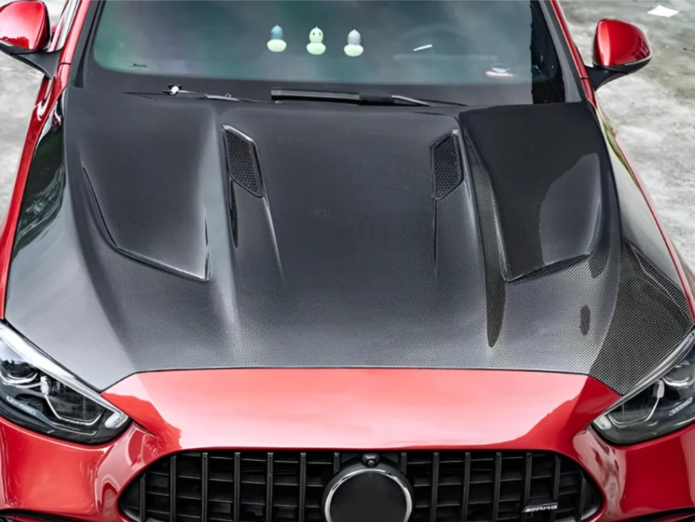 For Benz C Class W206 Sedan 21-22 Carbon Fiber V Style Front Vented Cooling Hood( Ocean freight is favorable, welcome to inqury)