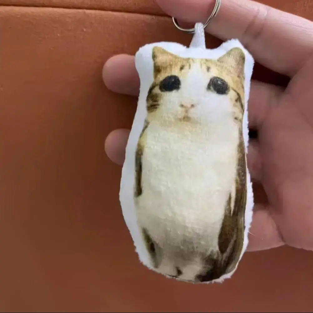 Katzenstimmen-Schlüsselanhänger mit Sound, lustiger, niedlicher, drehbarer Schlüsselring-Anhänger, tragbarer Plüsch-Cartoon-Taschenanhänger, Geschenk für Rucksäcke