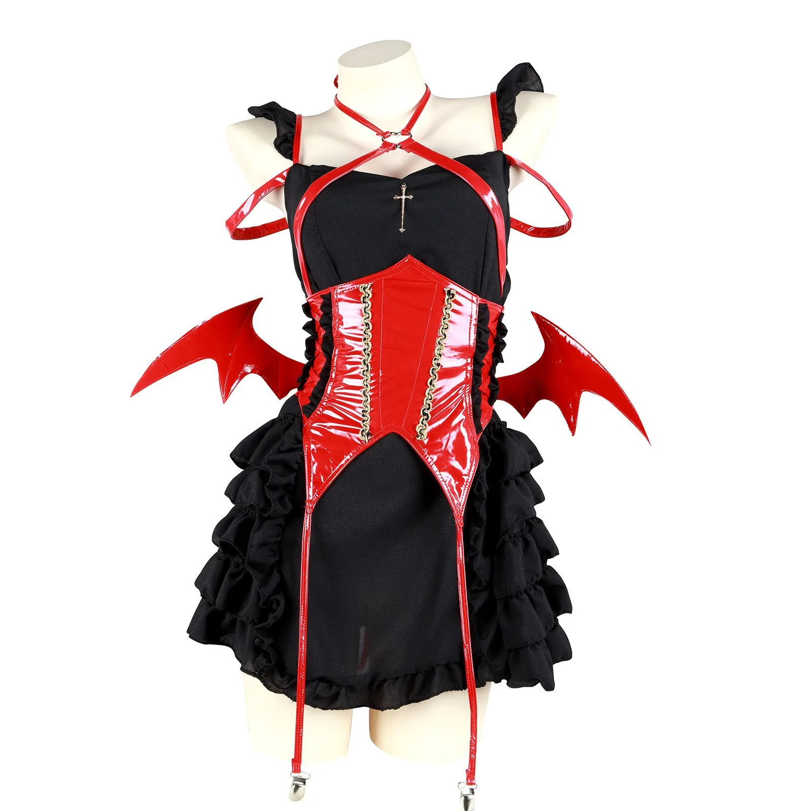 

Japanese Sexy Cream Sweetheart Maid Dress Devil Pure Lolita Dress Bat Wing Devil Unifrom Cosplay