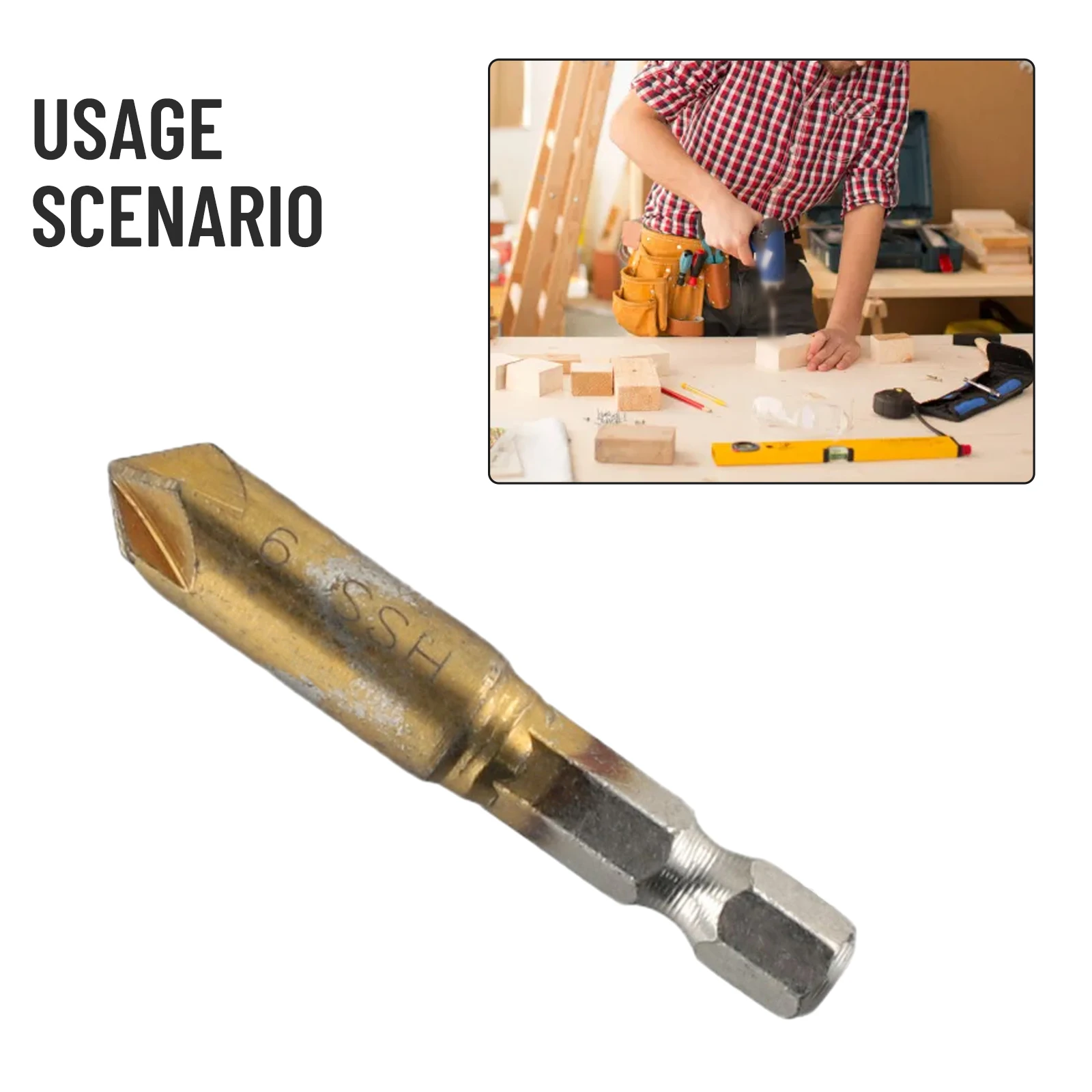 Hex Shank Ferramenta Broca para Naufrágio de Madeira, Aplicação 90 Graus, Chanfro Debur, Novo e Não Utilizado, Facilmente em 1, 4"