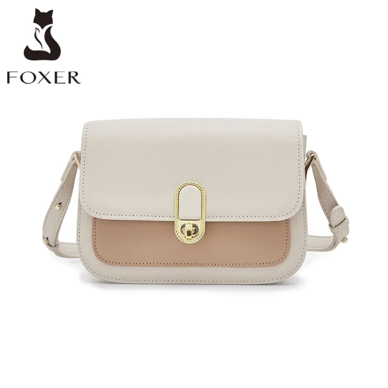 

FOXER Summer Women Small Crossbody Bag Lady New Design Split Leather Messenger Bag Female Retro Fashion Flap Shoulder Armpit Bag