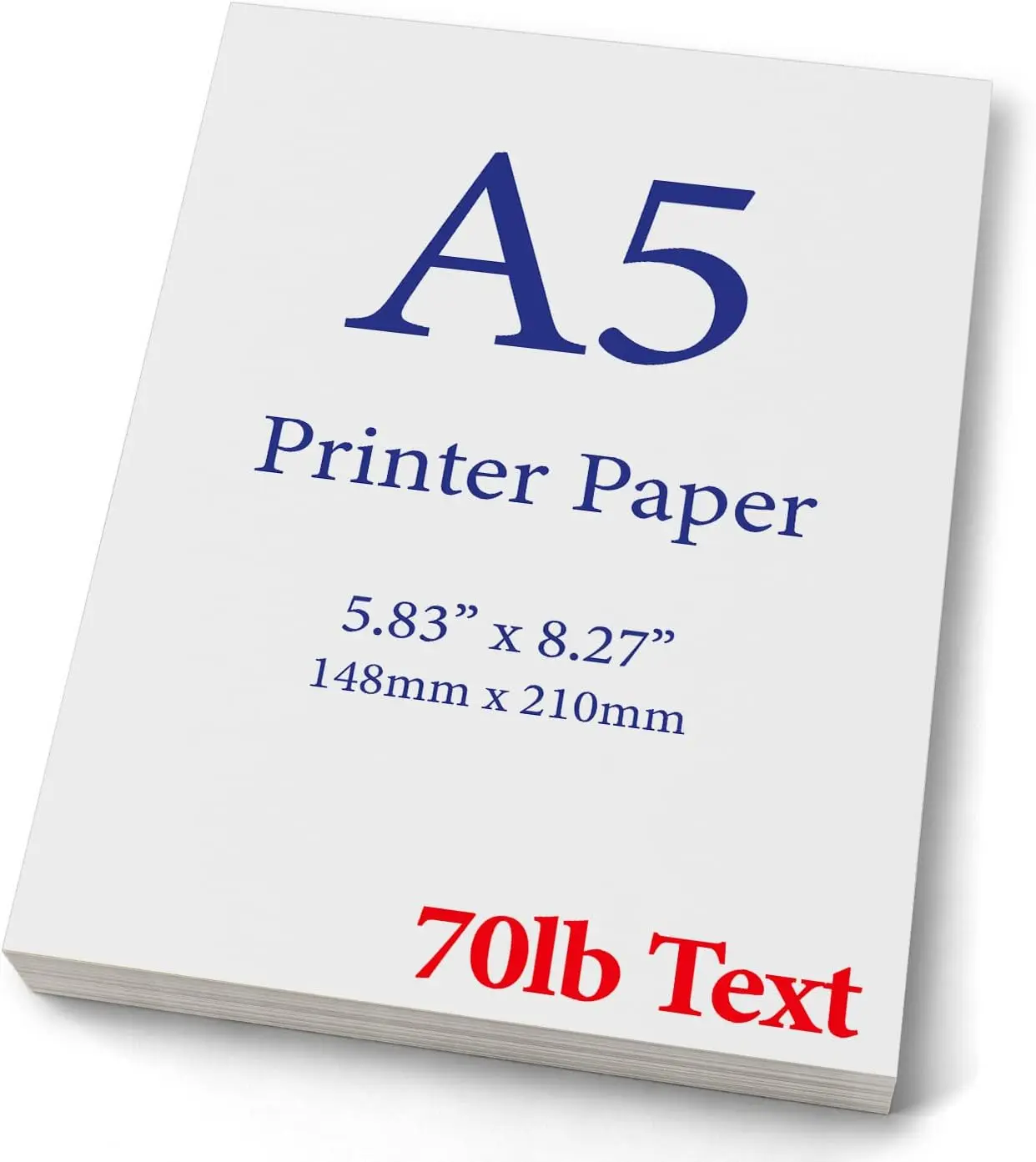 

Premium A5 Printer Paper (8.3"x5.83") 70lb Text 105gsm Bright White 100 Sheets for Inkjet Laser Copiers