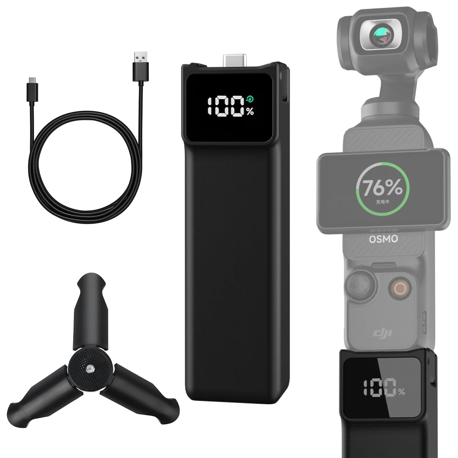 

Battery Handle for DJI osmo Pocket 3,Extended Accessories Battery Handle 5000mAh Mobile Power with MINI Tripod