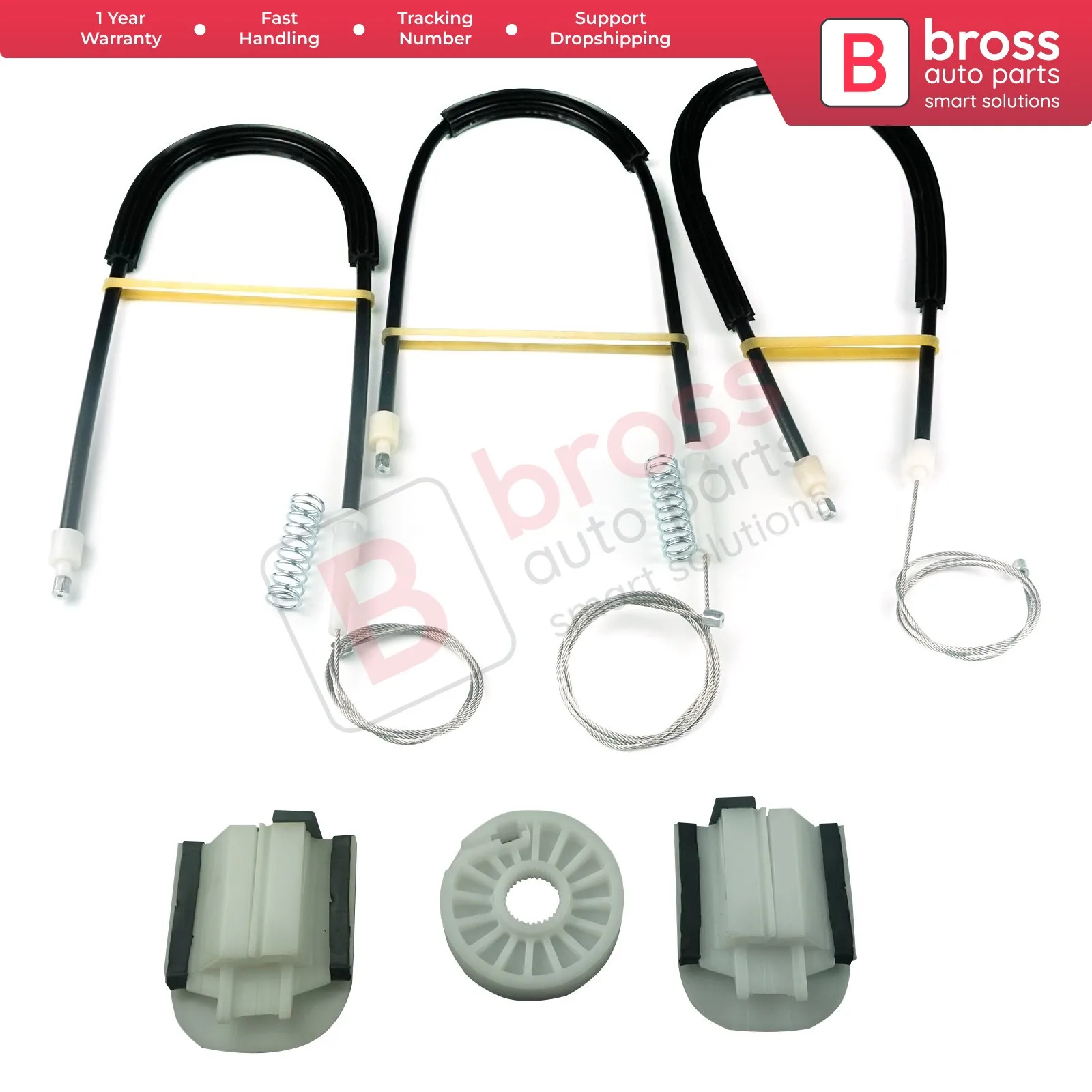 Bross Auto Parts BWR1015 Electrical Power Window Regulator Repair Kit Front Left Door 6M2114A389B for Ford Mondeo MK4 2008-2014