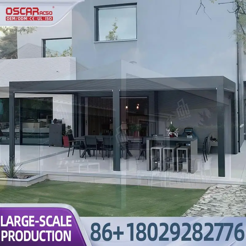 Outdoor Waterproof Motorized Aluminum Retractable All Season Louvered Pergola for Patio Garden Courtyard pergola