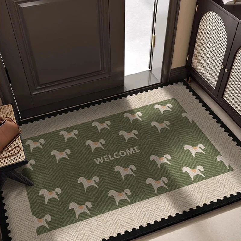 Wabi-sabi Entrance Doormat Carpet Wavy-edged Entryway Floor Mats Dirt Trapping Washable Welcome Rug Non-slip Hallway Entry Rugs