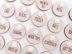 20pcs Daisy Playroom wooden toy labels  Nursery Decor Trofast toy labels