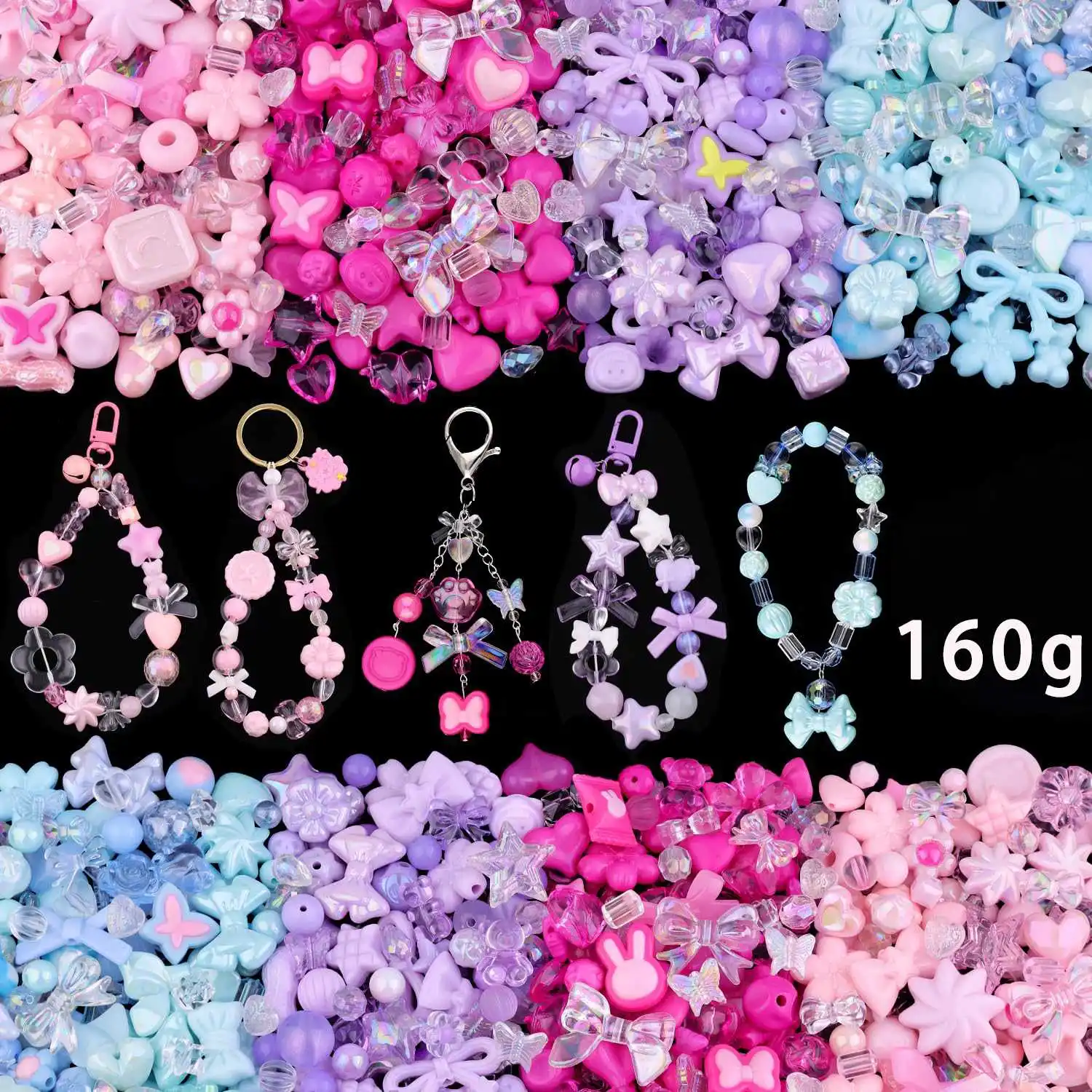 1bag Mixing Style Candy Color Acrylic Beads For DIY Handmade Bracelet Jewelry Making Phone Chain Accessories