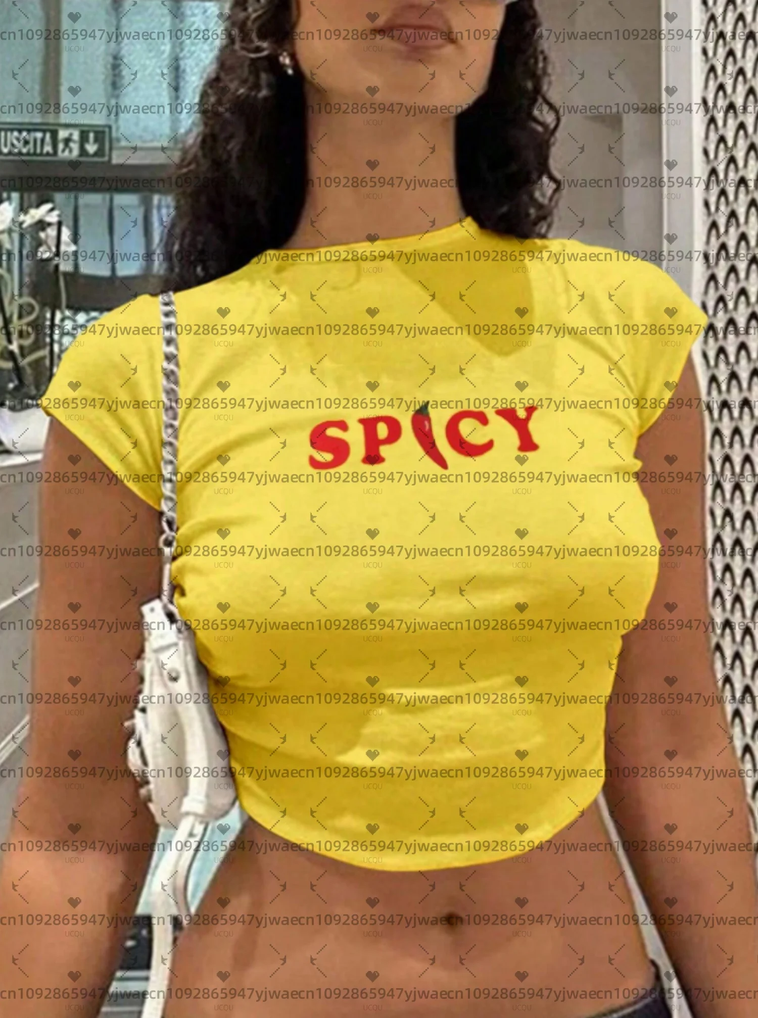 Camiseta casual corta de verano estilo americano 2026 para mujer con estampado de letras picantes, cuello redondo y manga corta, tops gráficos para mujer